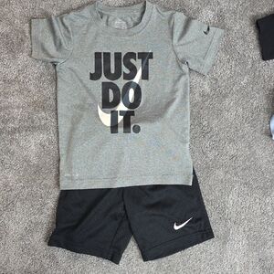 Nike Gray T-Shirt and Black Shorts Set